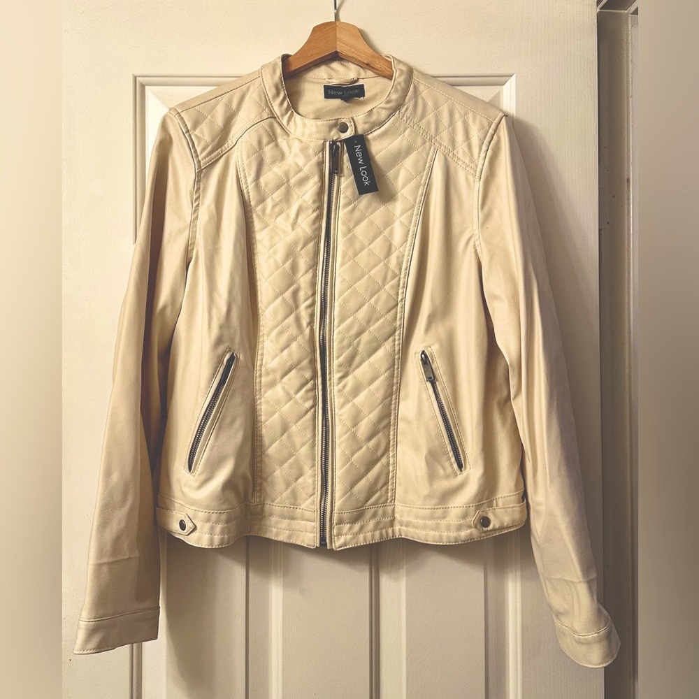 Vegan Leather Cream Jacket - NWT